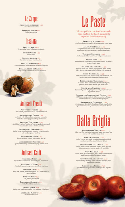 Ristorante Piccolo menu spread 1