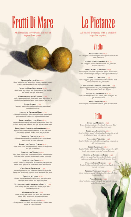 Ristorante Piccolo menu spread 2